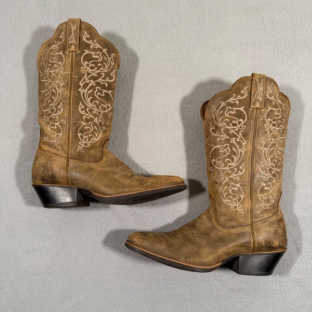 Twisted X Womens WWT0025 Western Cowgirl Boots Distressed Tan Embroidered 8.5 B